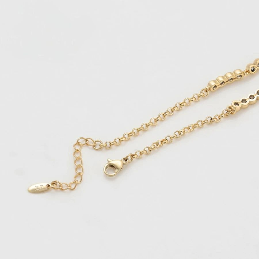 Bracelet Fin Femme Doré Pierres Blanches Rondes