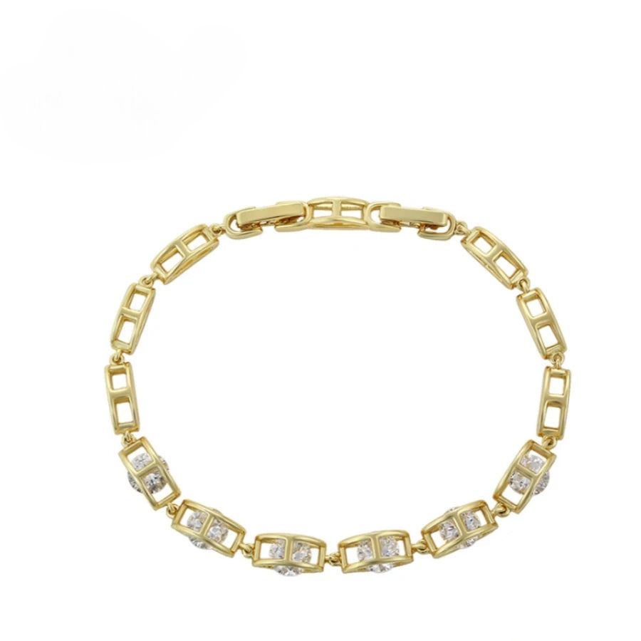 Bracelet Maille Rectangle Et Cristaux Femme