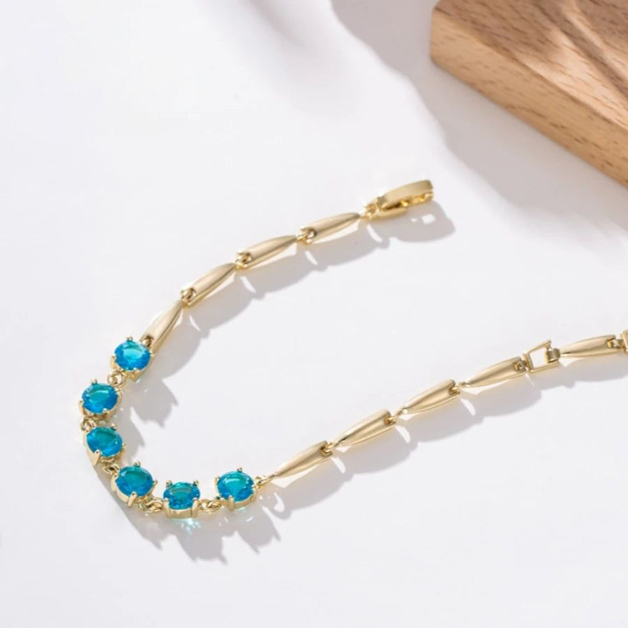 Bracelet Or Pierres Bleues Femme