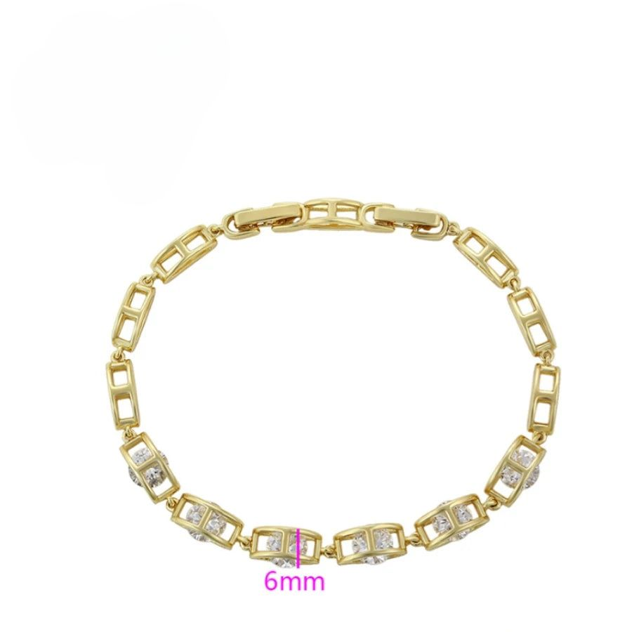 Bracelet Maille Rectangle Et Cristaux Femme