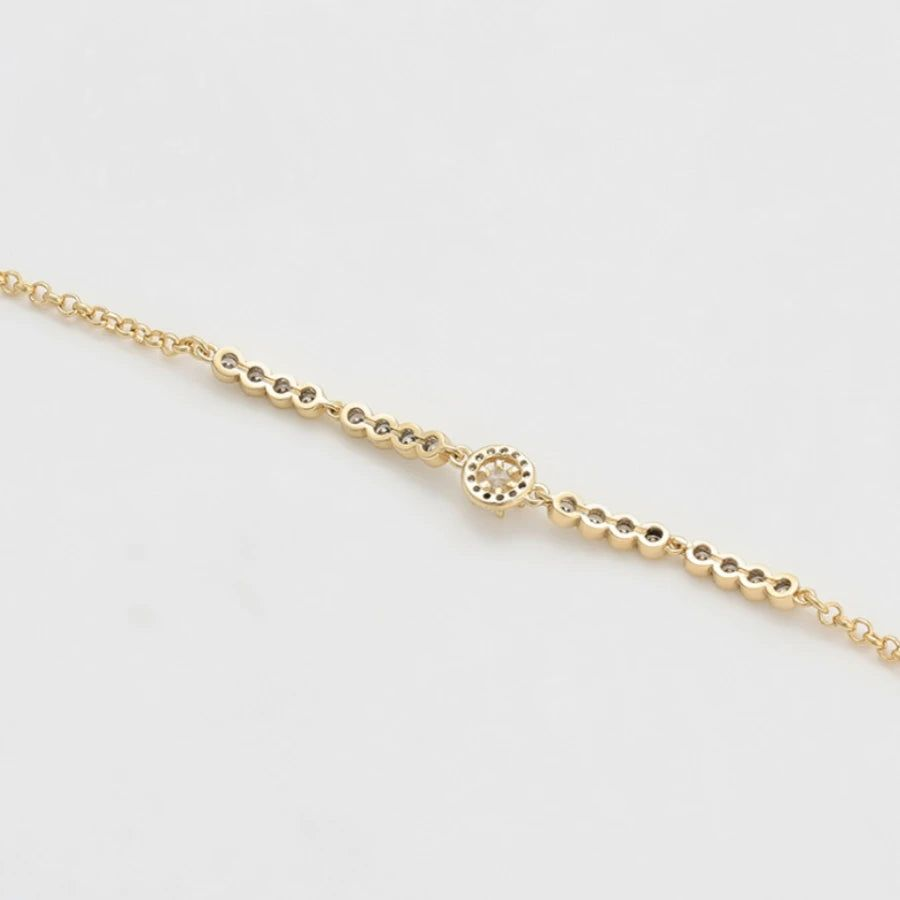 Bracelet Fin Femme Doré Pierres Blanches Rondes