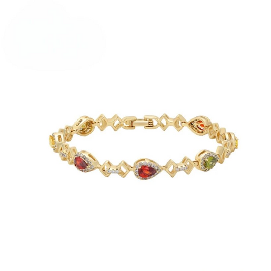 Bracelet Femme Doré Pierres Multicolores Goutte