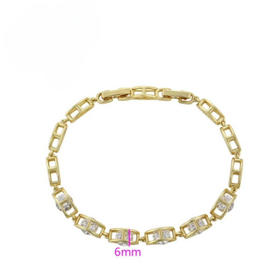 Bracelet Maille Rectangle Et Cristaux Femme