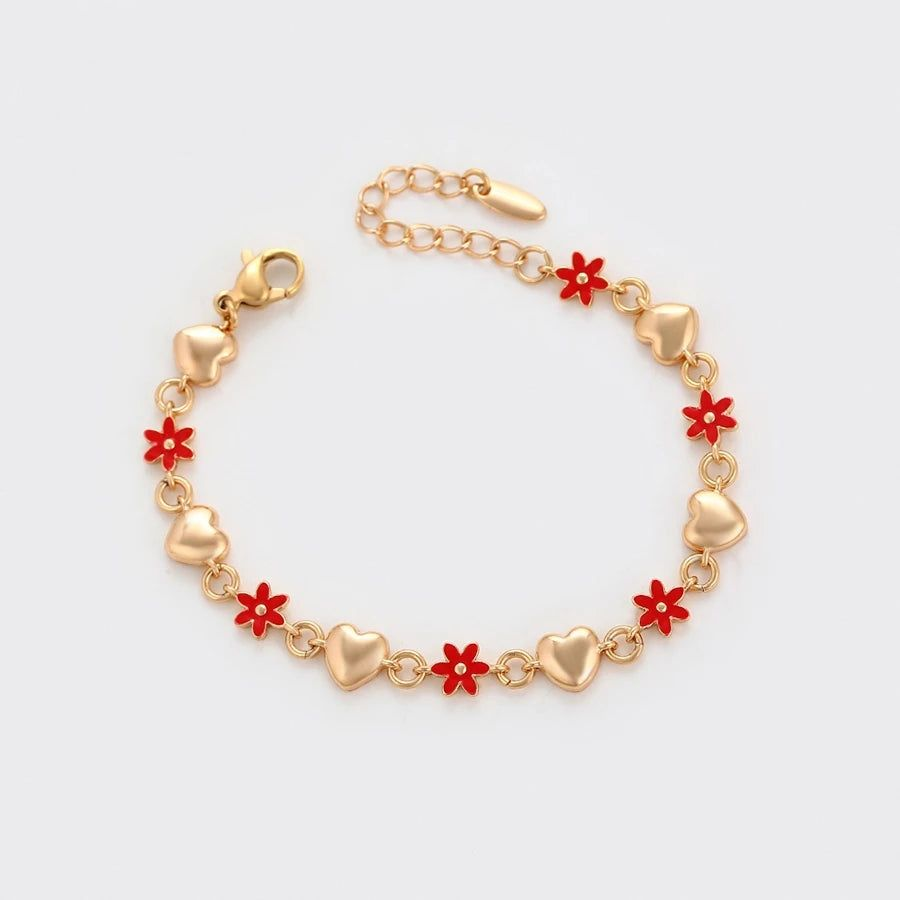 Bracelet Cœur Et Fleur Femme