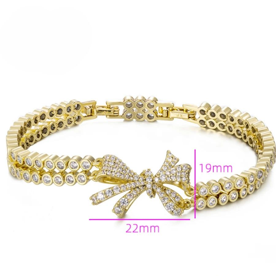 Bracelet Femme Doré Nœud Pavé Cristaux