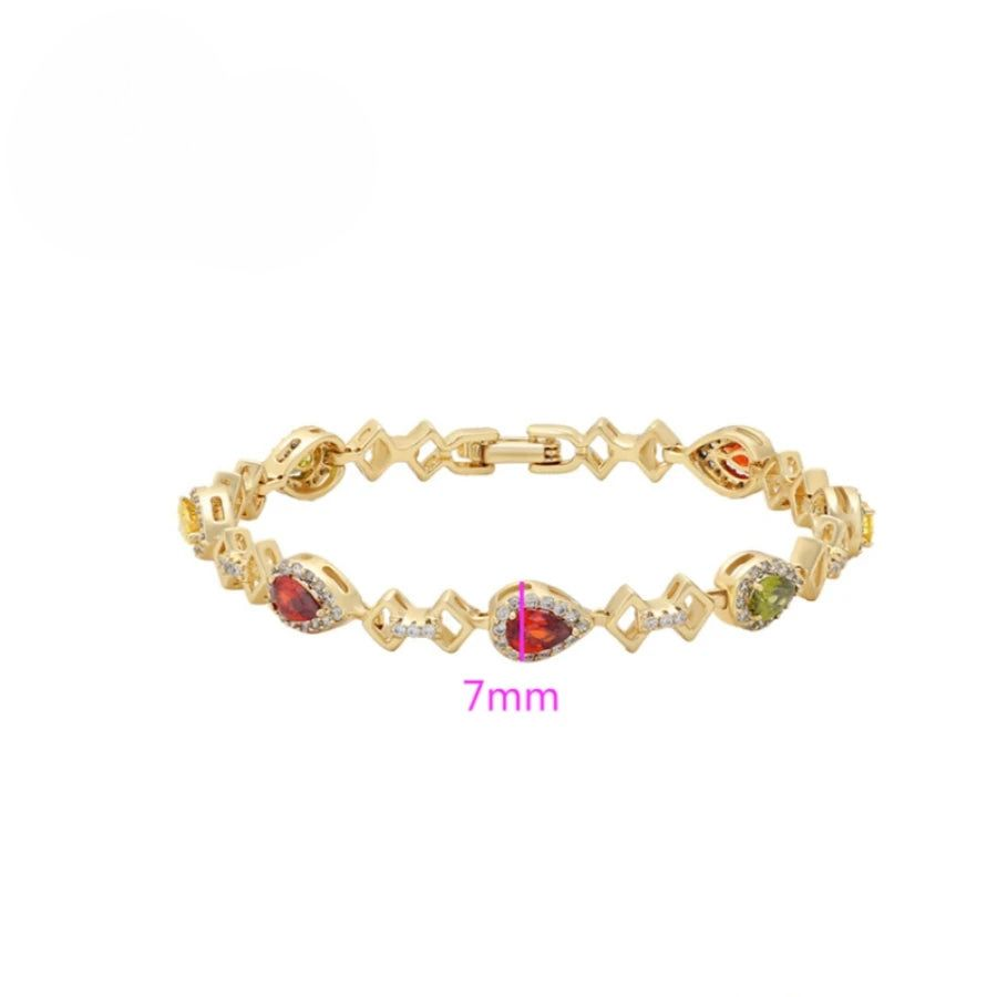 Bracelet Femme Doré Pierres Multicolores Goutte