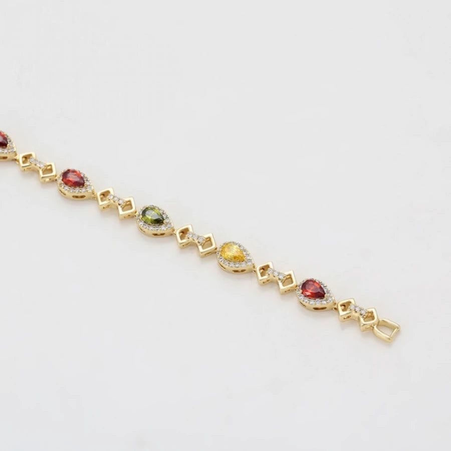 Bracelet Femme Doré Pierres Multicolores Goutte
