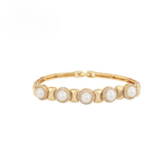 Bracelet Perles Femme Doré