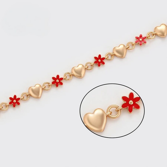 Bracelet Cœur Et Fleur Femme