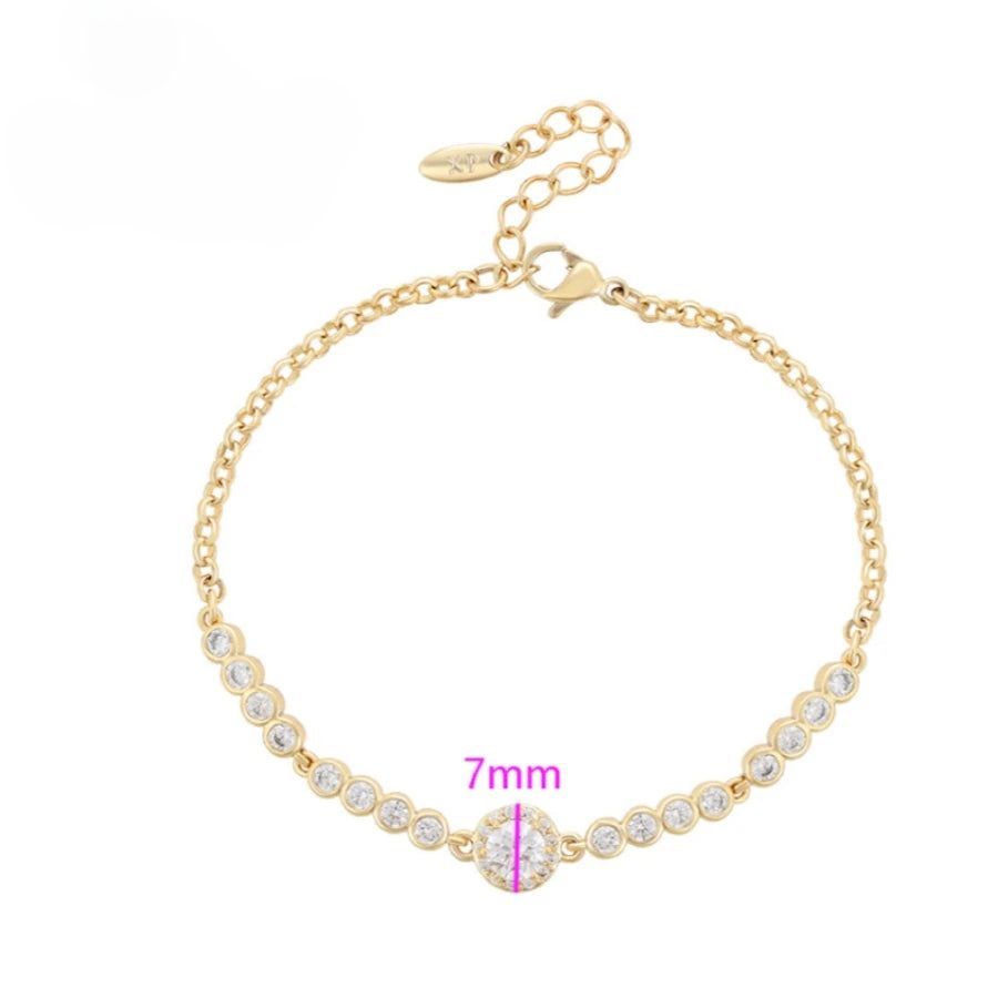 Bracelet Fin Femme Doré Pierres Blanches Rondes