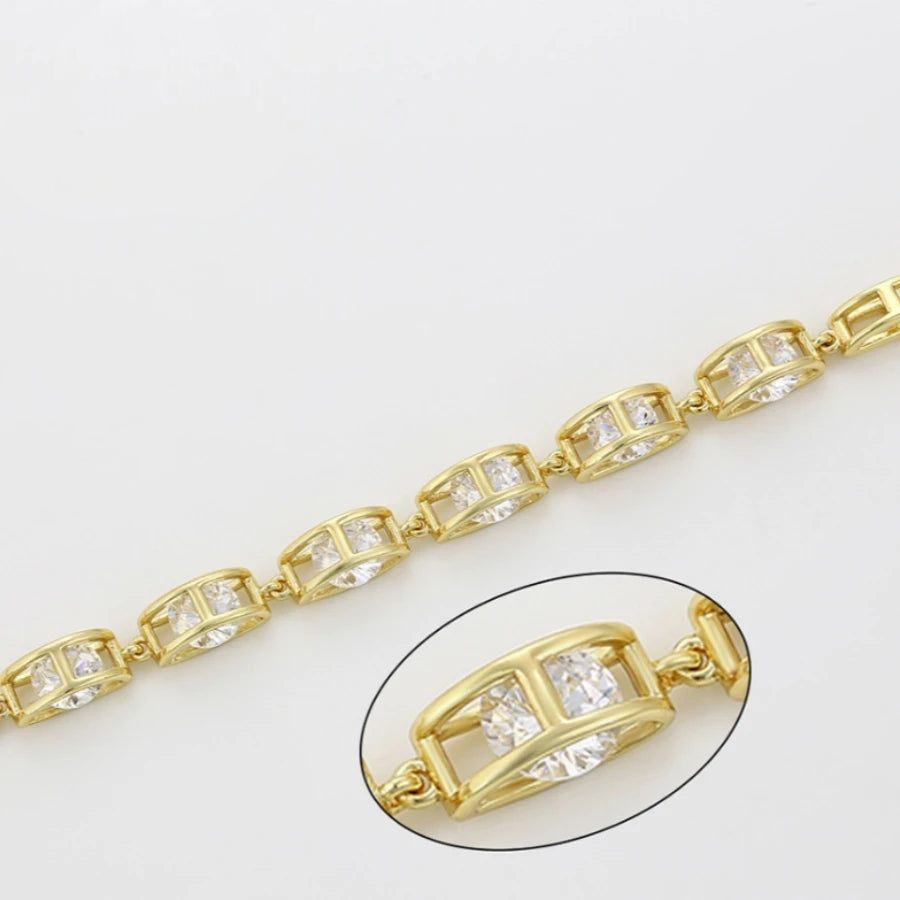 Bracelet Maille Rectangle Et Cristaux Femme