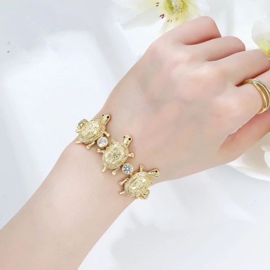 Bracelet Femme Doré Tortues Scintillantes
