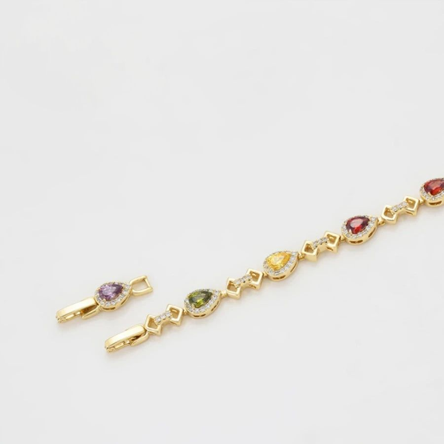 Bracelet Femme Doré Pierres Multicolores Goutte