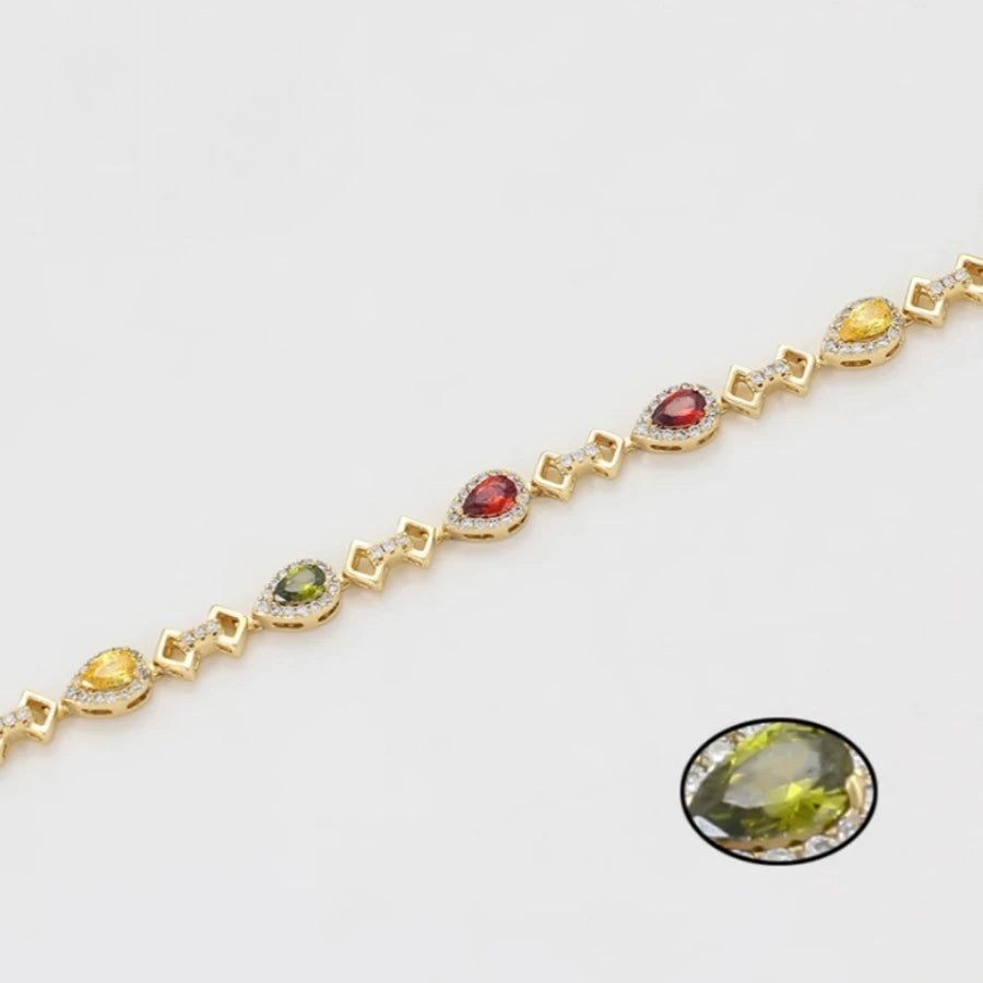 Bracelet Femme Doré Pierres Multicolores Goutte