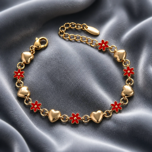 Bracelet Cœur Et Fleur Femme