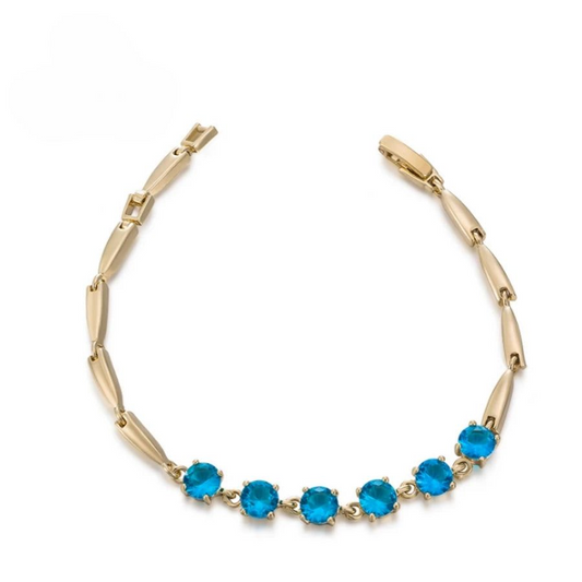 Bracelet Or Pierres Bleues Femme